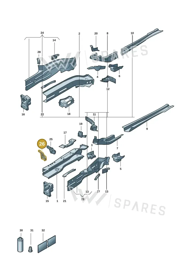 5QA805454 — Volkswagen Caddy Maxi Kombi (2020-2024) diagram 2ka803000, position 26