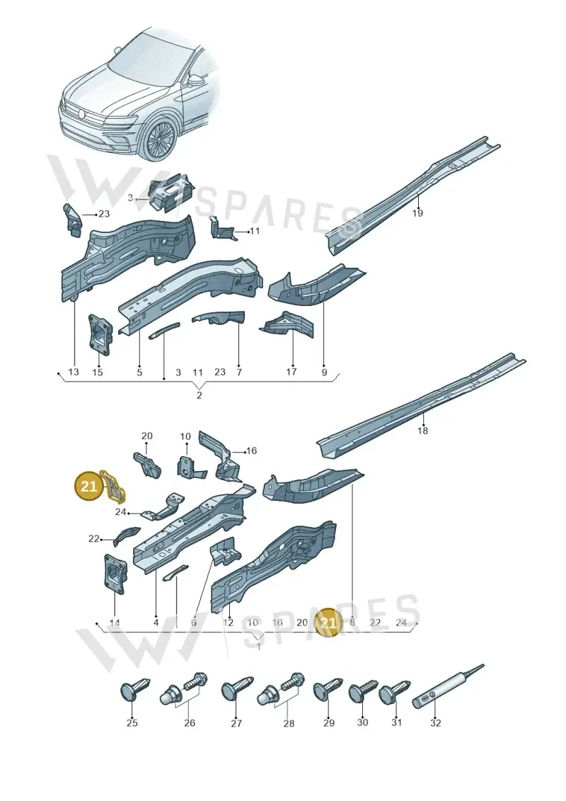 5QA805454 — Volkswagen Tiguan 2.0 4Motion (2017-2024) diagram 884803000, position 21