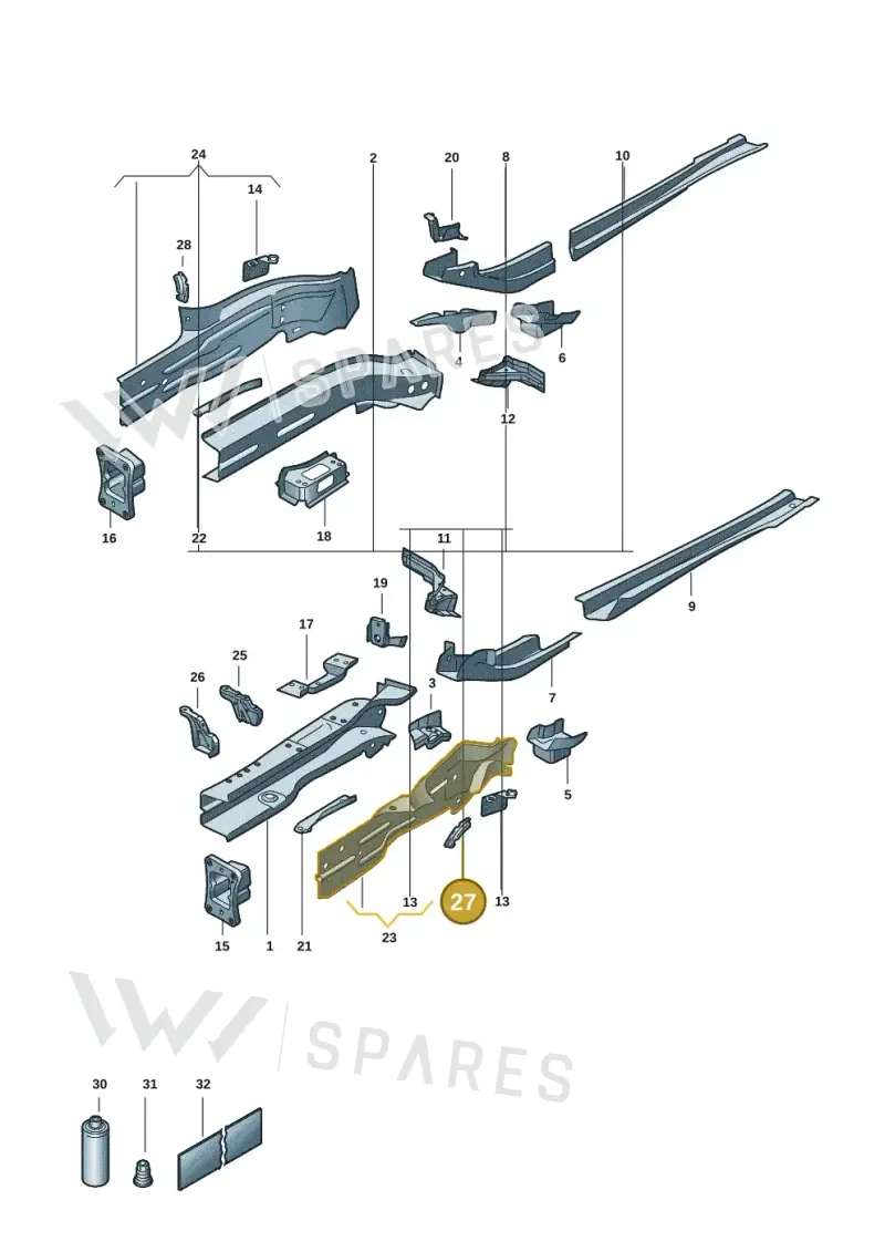 5QA805757 — Volkswagen Caddy Maxi Kombi (2020-2024) diagram 2ka803000, position 27