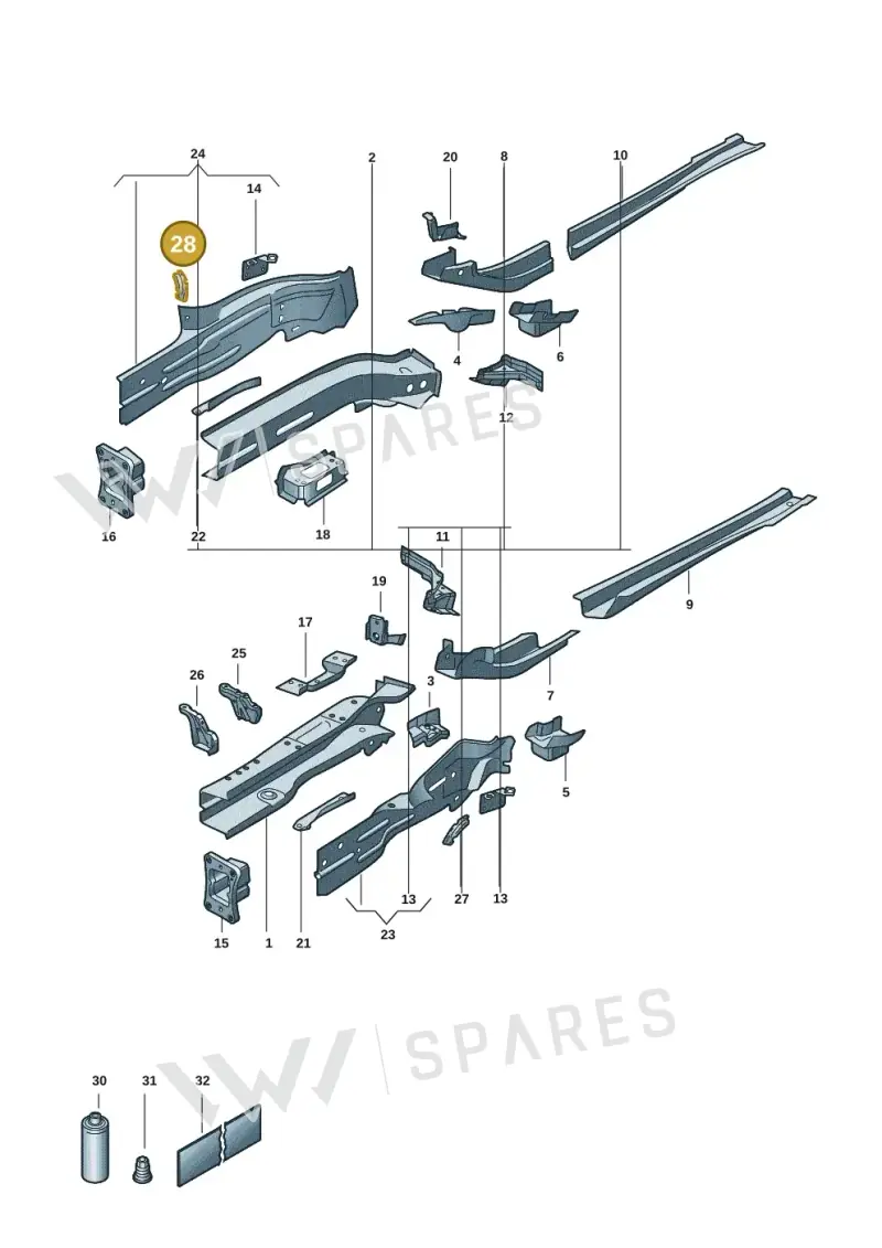 5QA805758 — Volkswagen Caddy Maxi Kombi (2020-2024) diagram 2ka803000, position 28
