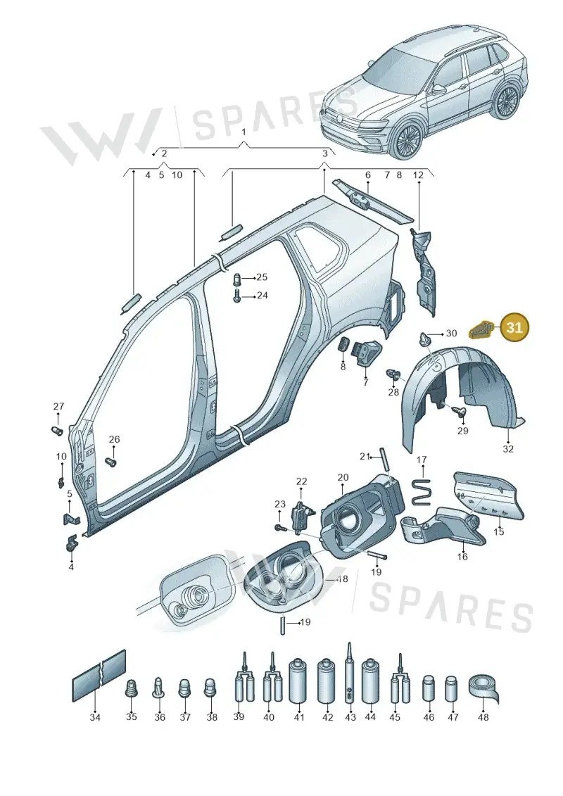 5QA810988 — Volkswagen Tiguan 2.0 4Motion (2016-2024) diagram 884809200, position 31
