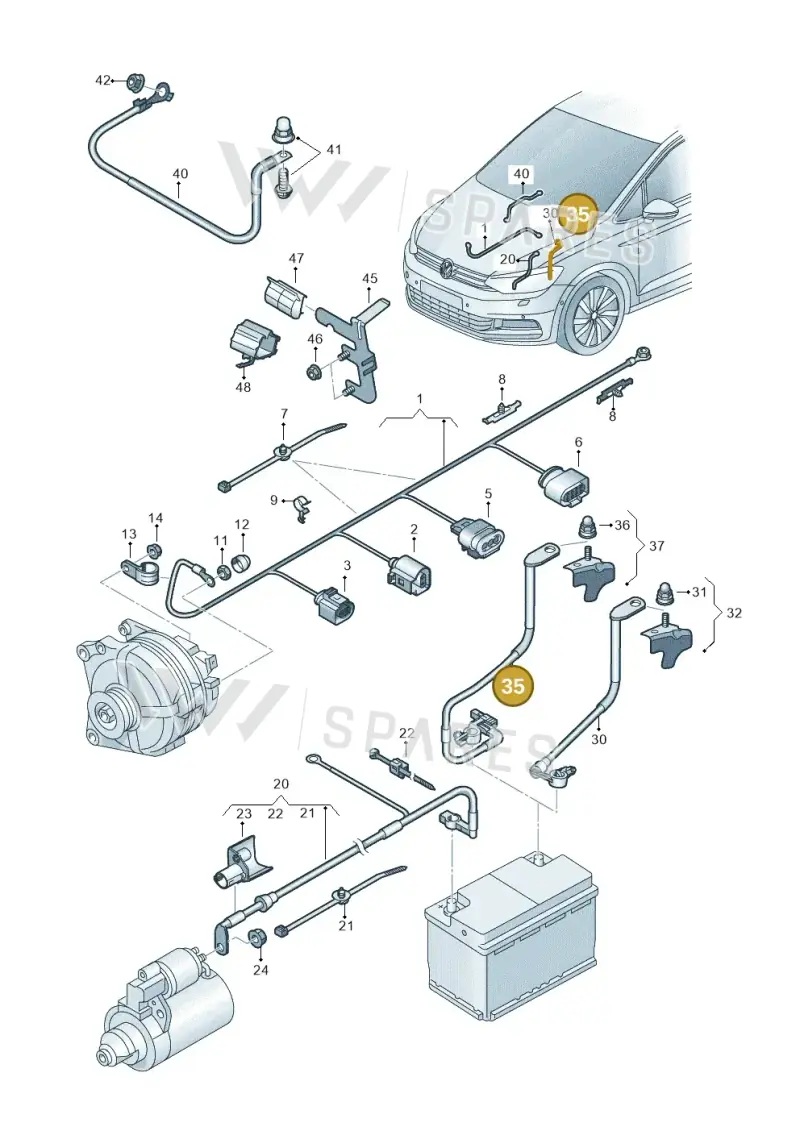 5QA915181D — Volkswagen Touran 2,0 BlueMotion (2015-2024) diagram 869971010, position 35