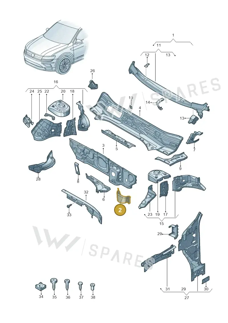 5QB803177 — Volkswagen Tiguan 2.0 4Motion (2017-2024) diagram 884805500, position 2