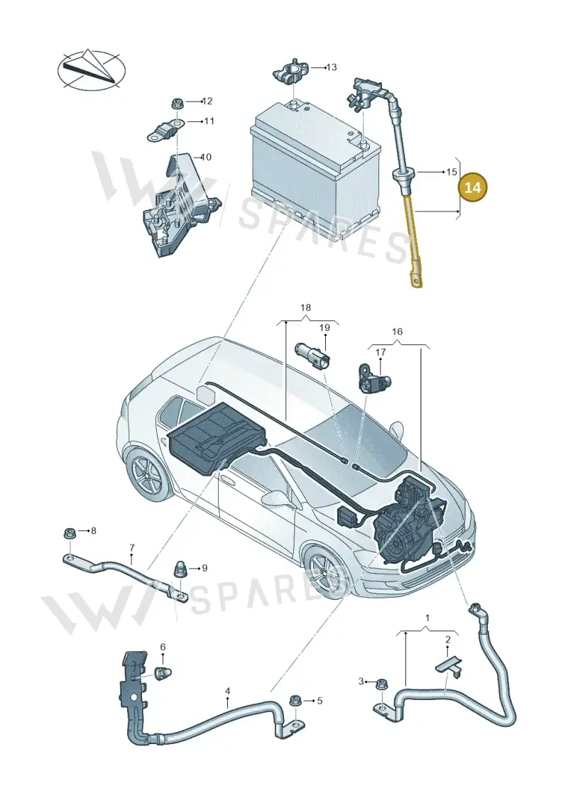 5QE915181A — Volkswagen Golf 2.0 (2016-2020) diagram 746971020, position 14