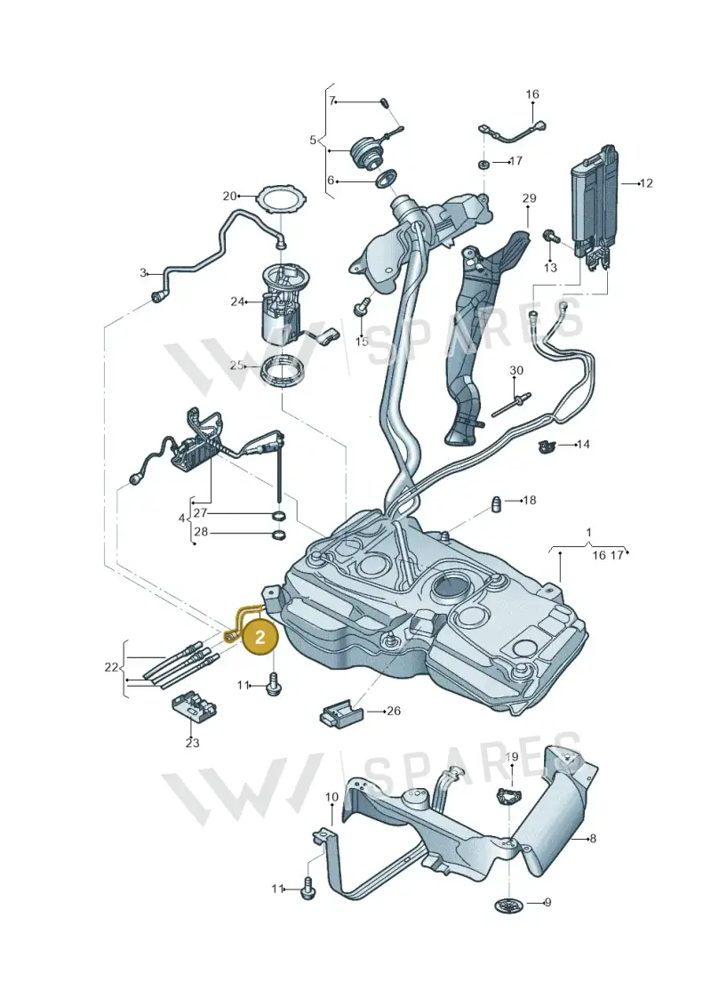 5QF201160A — Volkswagen Tiguan 2.0 4Motion (2017-2024) diagram 833201005, position 2