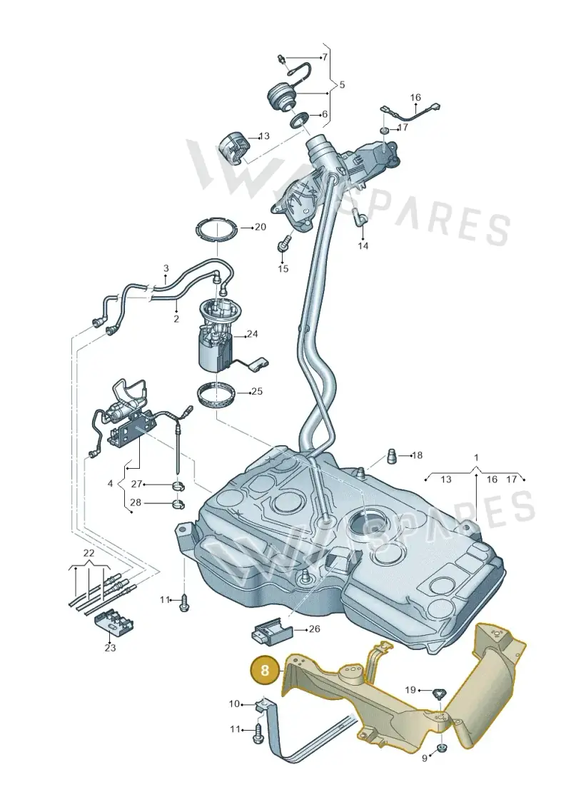 5QF201307A — Volkswagen Tiguan 2.0 (2023-) diagram 869201600, position 8