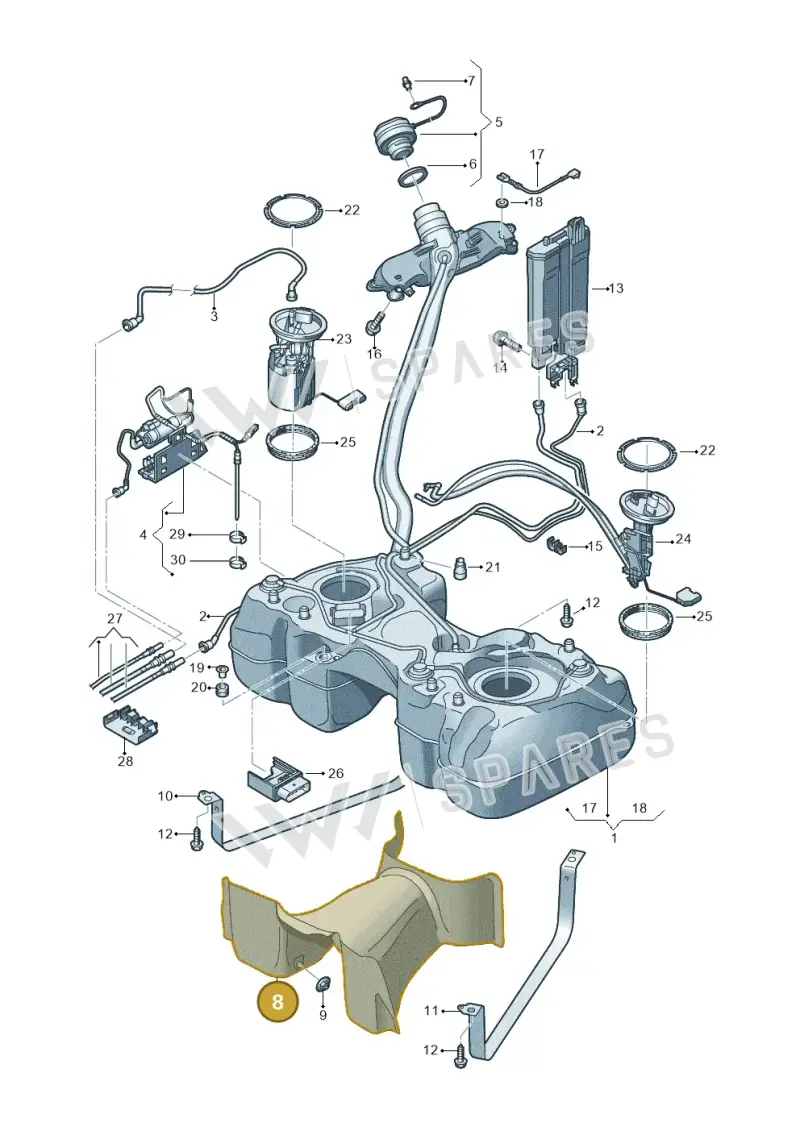 5QF201307B — Volkswagen Tiguan 2.0 (2023-) diagram 884201450, position 8
