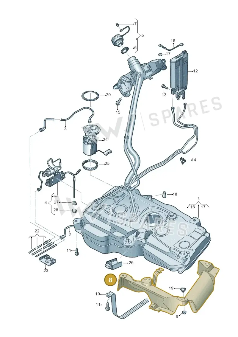 5QF201307D — Volkswagen Tiguan 2.0 4Motion (2016-2024) diagram 869201400, position 8