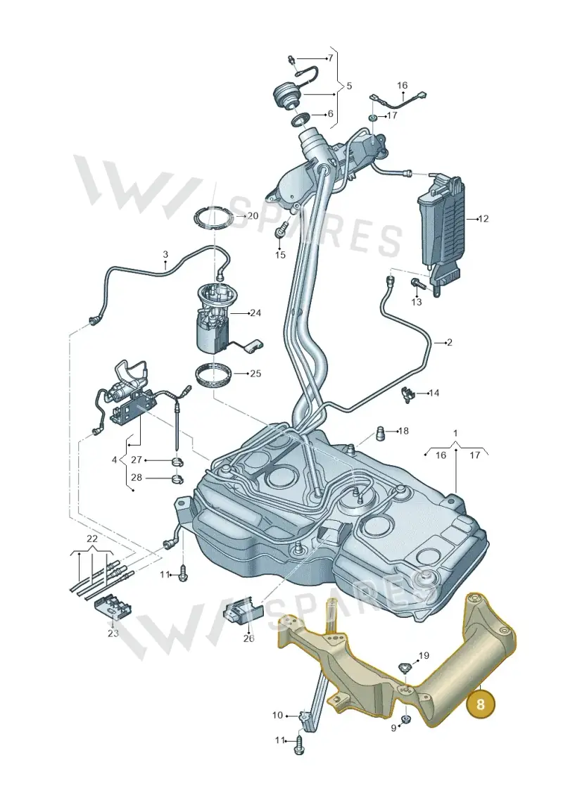 5QF201307D — Volkswagen Tiguan 2.0 4Motion (2016-2024) diagram 884201042, position 8
