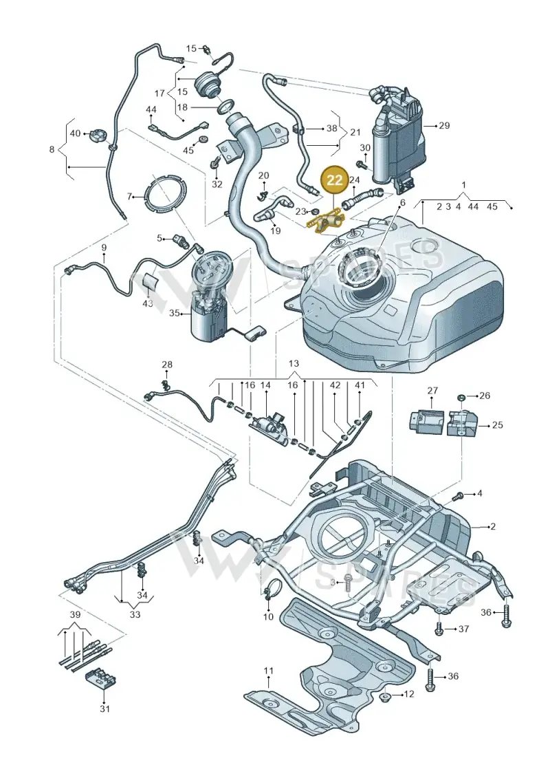 5QF201549A — Volkswagen Golf 2.0 BlueMotion (2019-2024) diagram 5h0201050, position 22