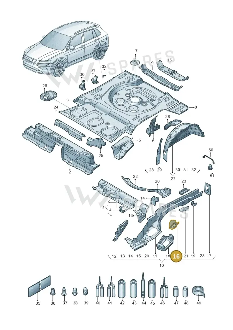 5QF801771 — Volkswagen Tiguan 2.0 4Motion (2017-2024) diagram 434803010, position 16