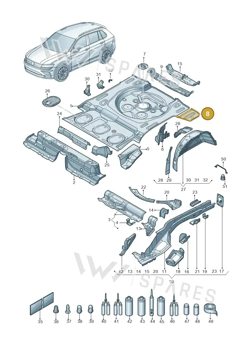 5QF802090A — Volkswagen Tiguan 2.0 4Motion (2017-2024) diagram 434803010, position 8
