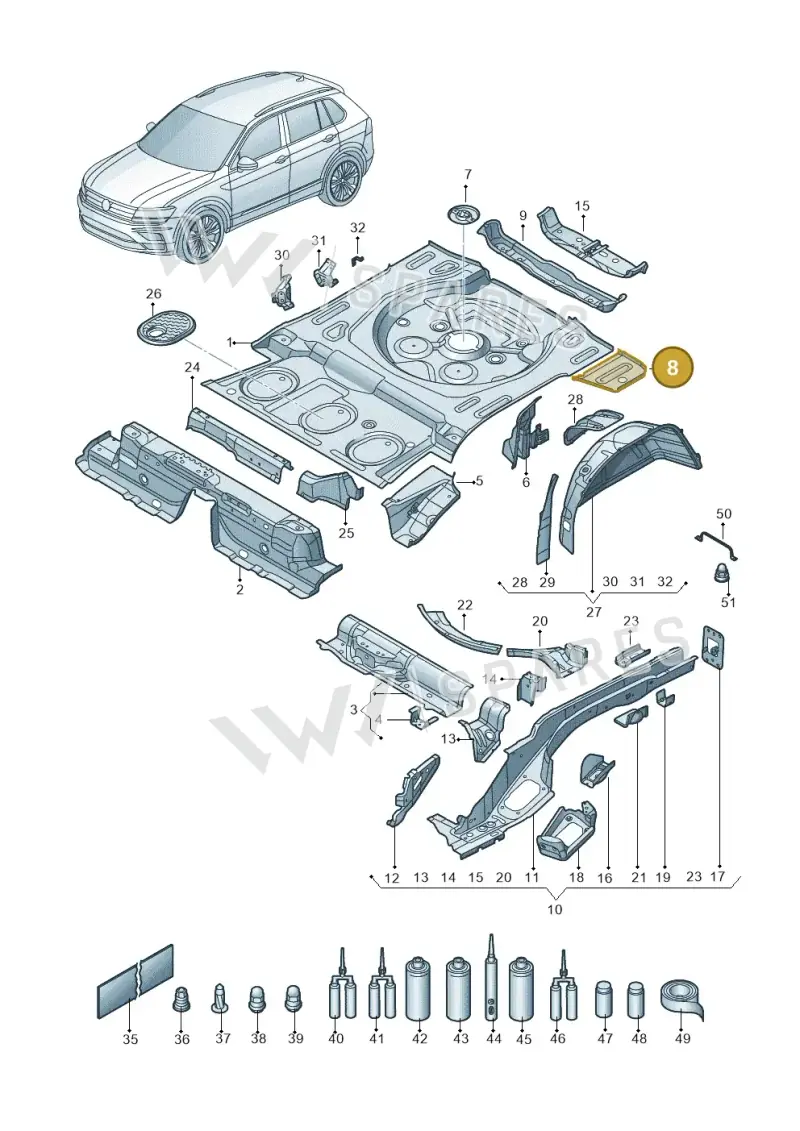 5QF802091A — Volkswagen Tiguan 2.0 4Motion (2017-2024) diagram 434803010, position 8