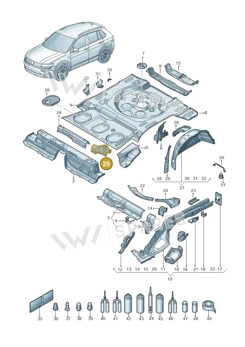 5QF802135A — Volkswagen Tiguan 2.0 4Motion (2017-2024) diagram 434803010, position 25