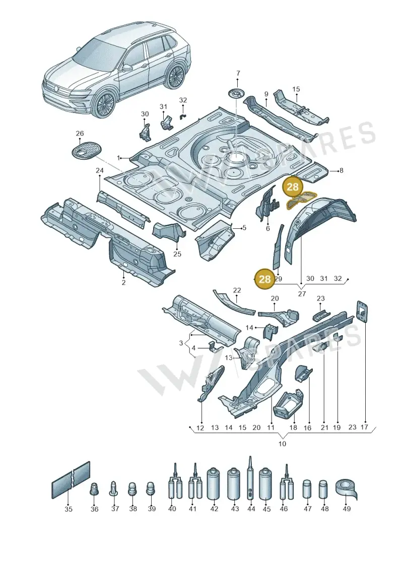 5QF802192 — Volkswagen Tiguan 2.0 4Motion (2016-2024) diagram 884803200, position 28
