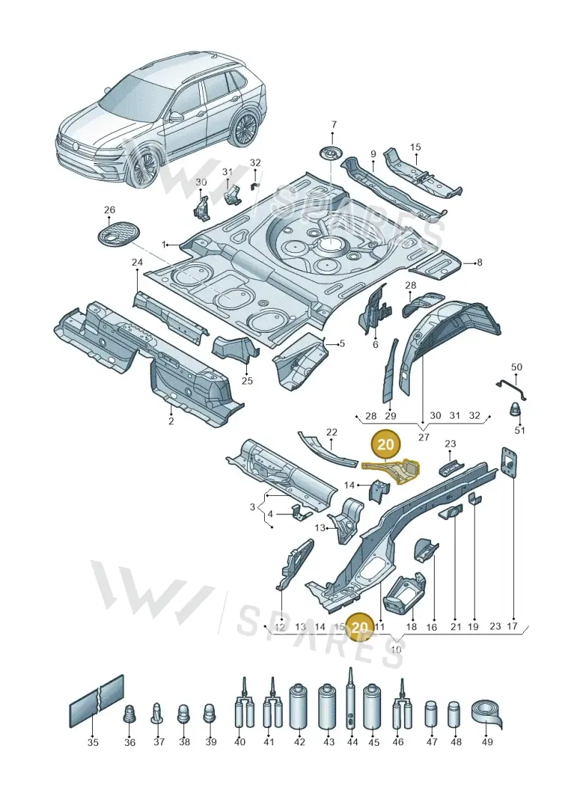 5QF802954A — Volkswagen Tiguan 2.0 4Motion (2017-2024) diagram 434803010, position 20