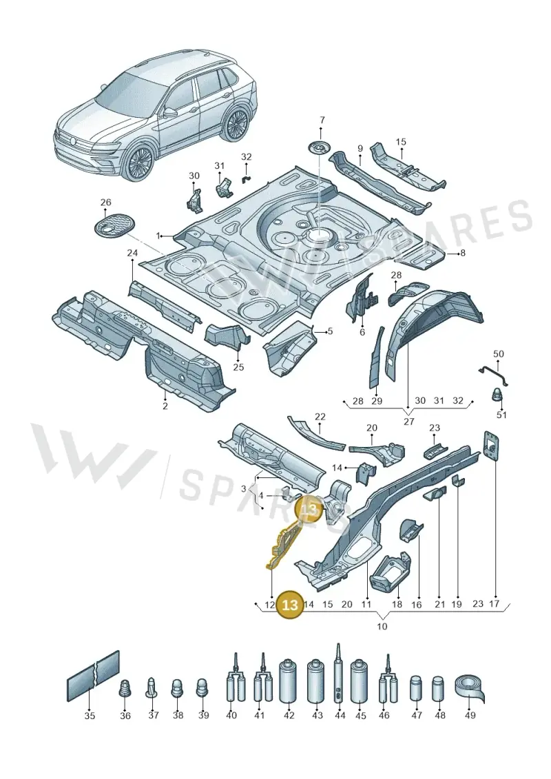 5QF803065 — Volkswagen Tiguan 2.0 4Motion (2017-2024) diagram 434803010, position 13