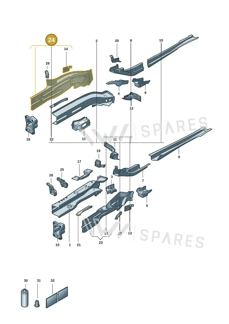 5QF803108 — Volkswagen Caddy Maxi Kombi (2020-2024) diagram 2ka803000, position 24