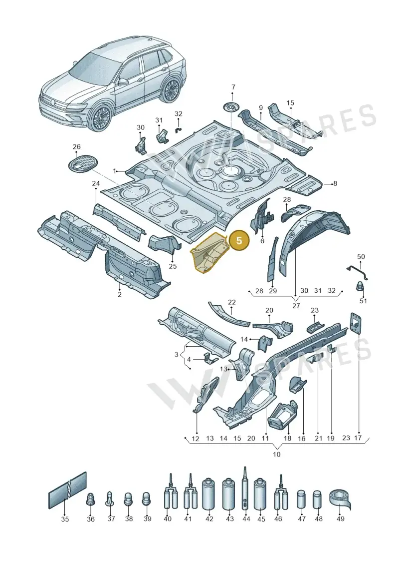 5QF803401 — Volkswagen Tiguan 2.0 4Motion (2017-2024) diagram 434803010, position 5