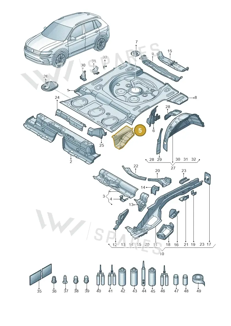 5QF803401 — Volkswagen Tiguan 2.0 4Motion (2016-2024) diagram 884803200, position 5