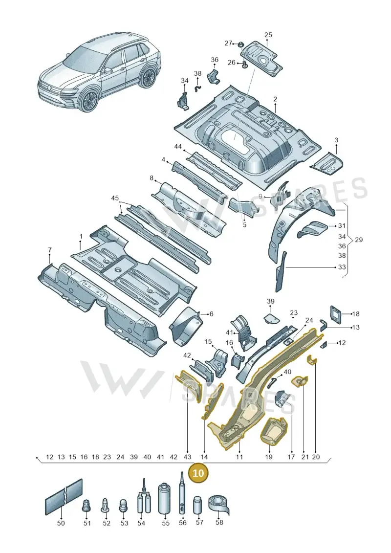 5QF803502BE — Volkswagen Tiguan 2.0 4Motion (2016-2024) diagram 884803025, position 10