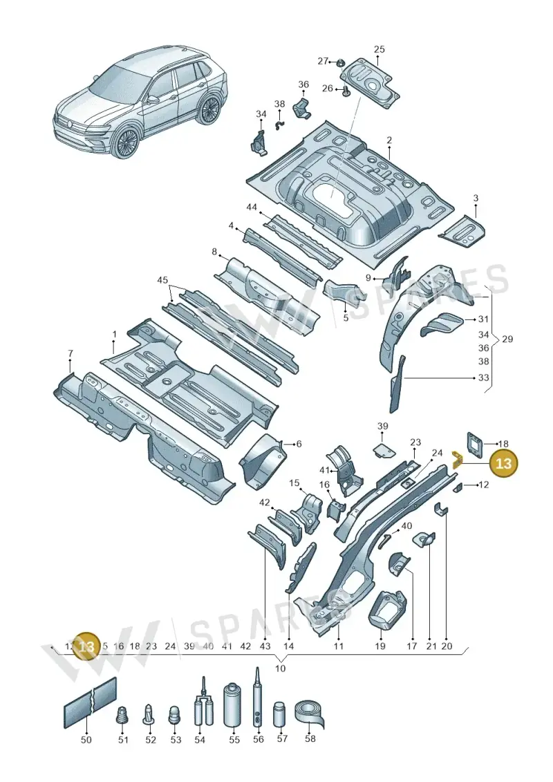 5QF803585 — Volkswagen Tiguan 2.0 4Motion (2016-2024) diagram 884803025, position 13