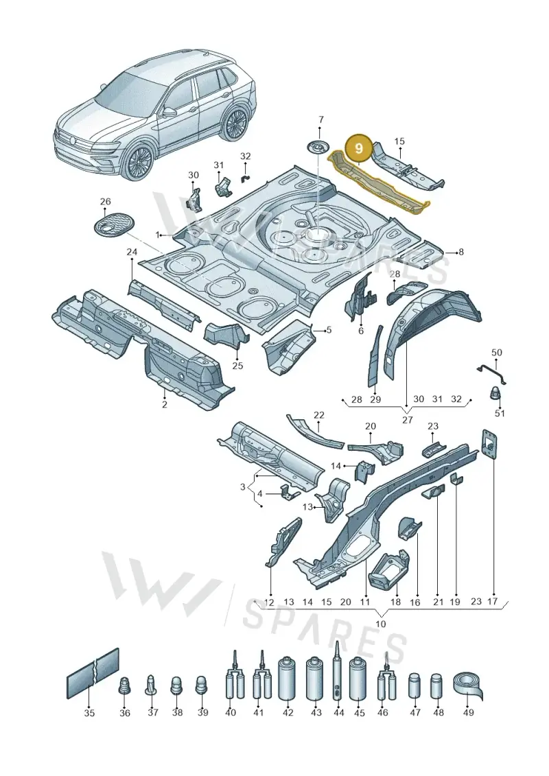 5QF813518 — Volkswagen Tiguan 2.0 4Motion (2017-2024) diagram 434803010, position 9