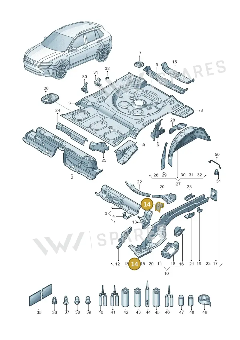 5QF813545 — Volkswagen Tiguan 2.0 4Motion (2017-2024) diagram 434803010, position 14