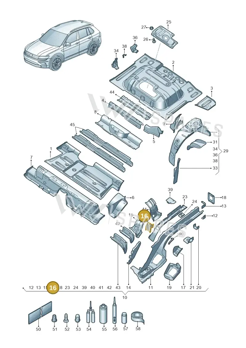 5QF813545 — Volkswagen Tiguan 2.0 4Motion (2016-2024) diagram 884803025, position 16