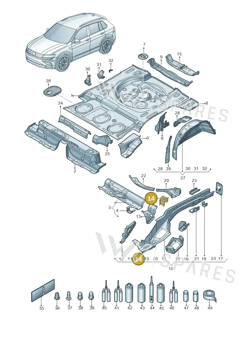 5QF813545 — Volkswagen Tiguan 2.0 4Motion (2016-2024) diagram 884803200, position 14