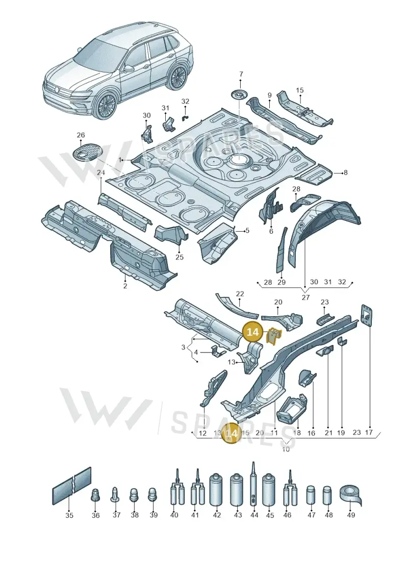 5QF813546 — Volkswagen Tiguan 2.0 4Motion (2016-2024) diagram 884803200, position 14