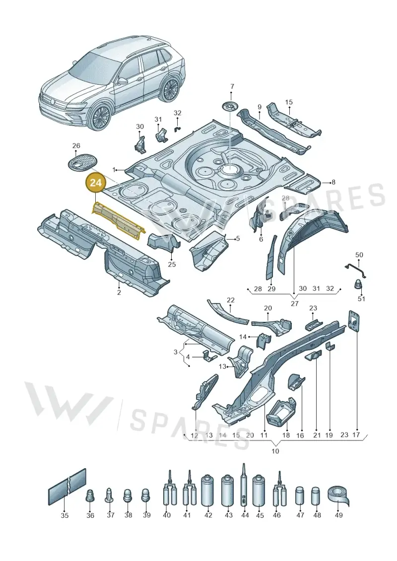 5QF814153A — Volkswagen Tiguan 2.0 4Motion (2017-2024) diagram 434803010, position 24
