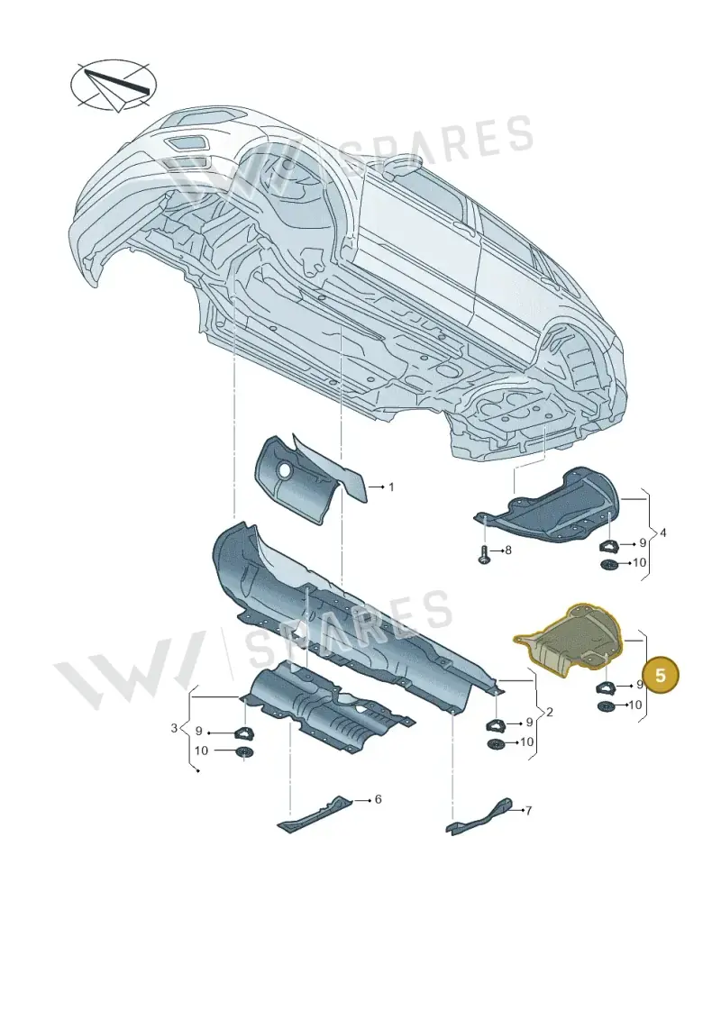 5QF825701F — Volkswagen Tiguan 2.0 4Motion (2017-2024) diagram 833825005, position 5