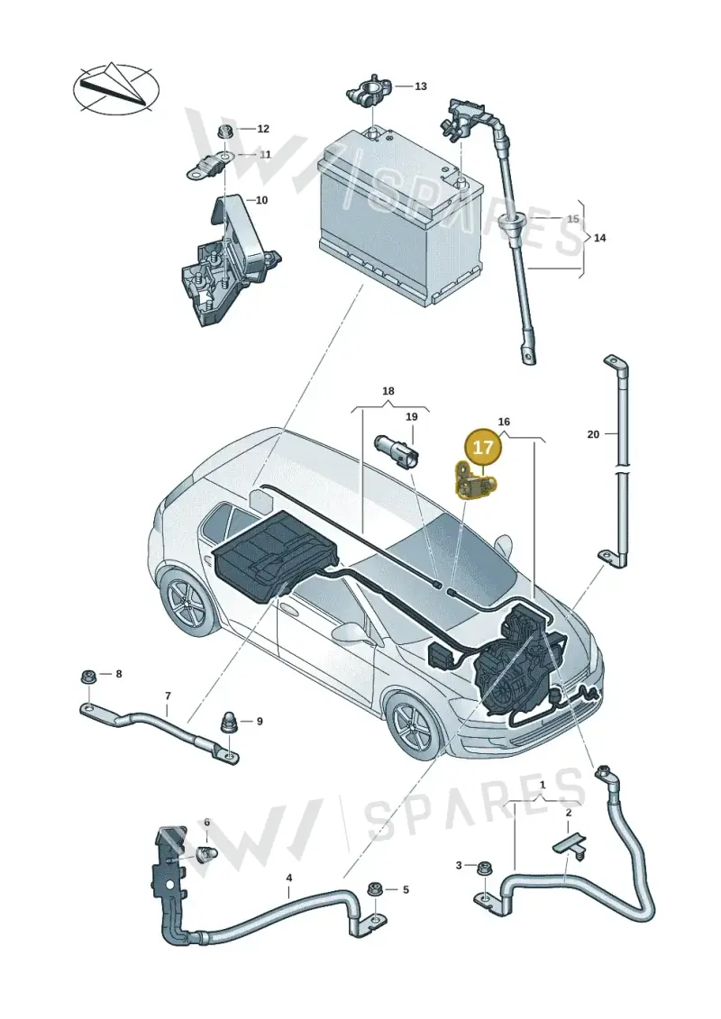 5QF972761 — Volkswagen Golf 2.0 BlueMotion (2019-2024) diagram 5h0971005, position 17