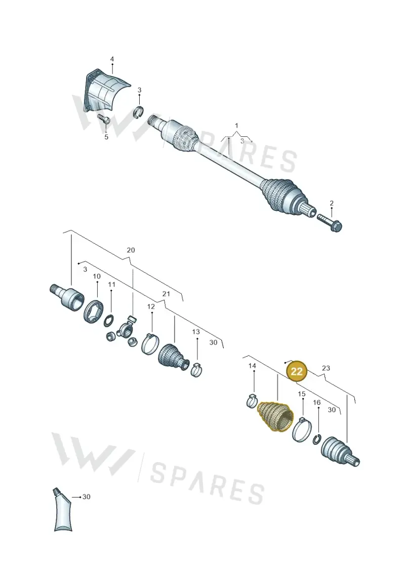 5QM498203 — Volkswagen Golf 1.6 (2015-2019) diagram 460407600, position 22