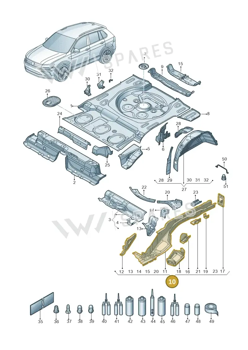 5QN803501F — Volkswagen Tiguan 2.0 4Motion (2017-2024) diagram 434803010, position 10