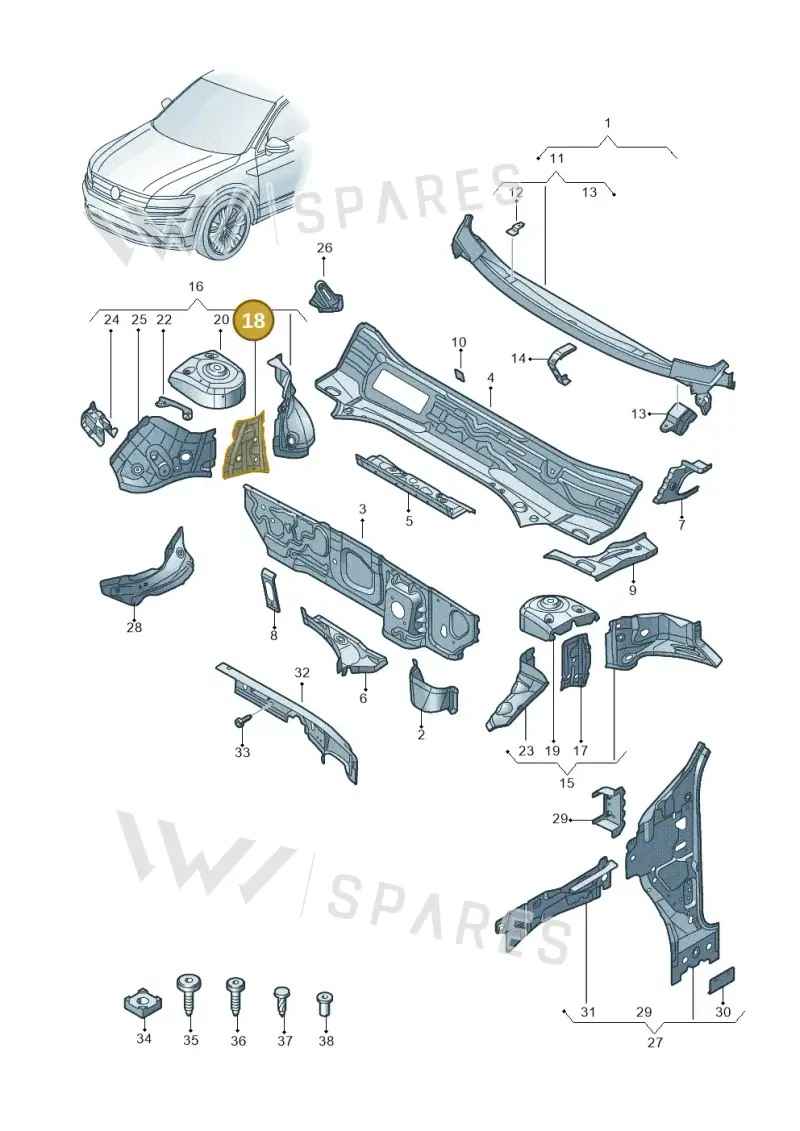 5QN805078A — Volkswagen Tiguan 2.0 4Motion (2016-2024) diagram 884805500, position 18