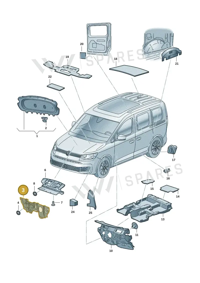 5QS863354 — Volkswagen Caddy Maxi Kombi (2020-2024) diagram 2ka863200, position 3