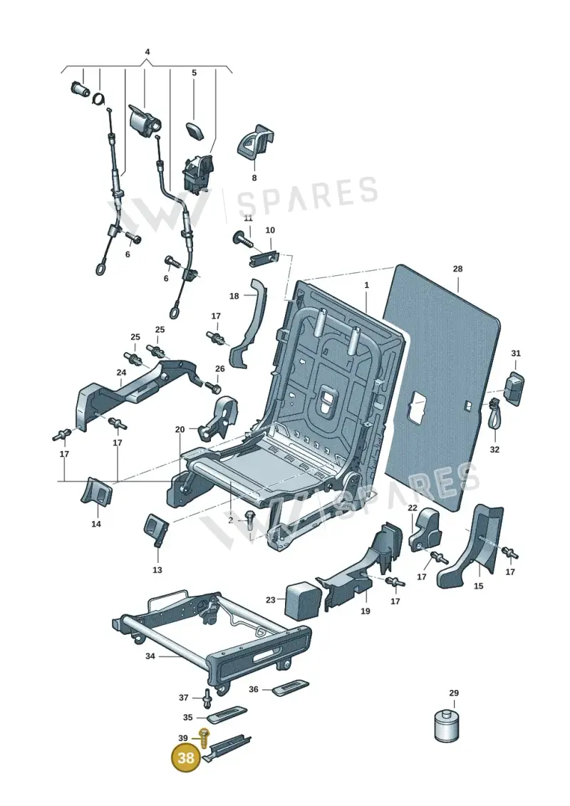 5R3888873A — Volkswagen Caddy Maxi Kombi (2020-2024) diagram 2ka885000, position 38