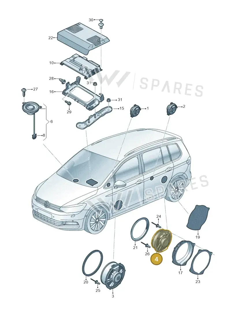 5TA035453 — Volkswagen Touran 2,0 BlueMotion (2015-2024) diagram 869035350, position 4