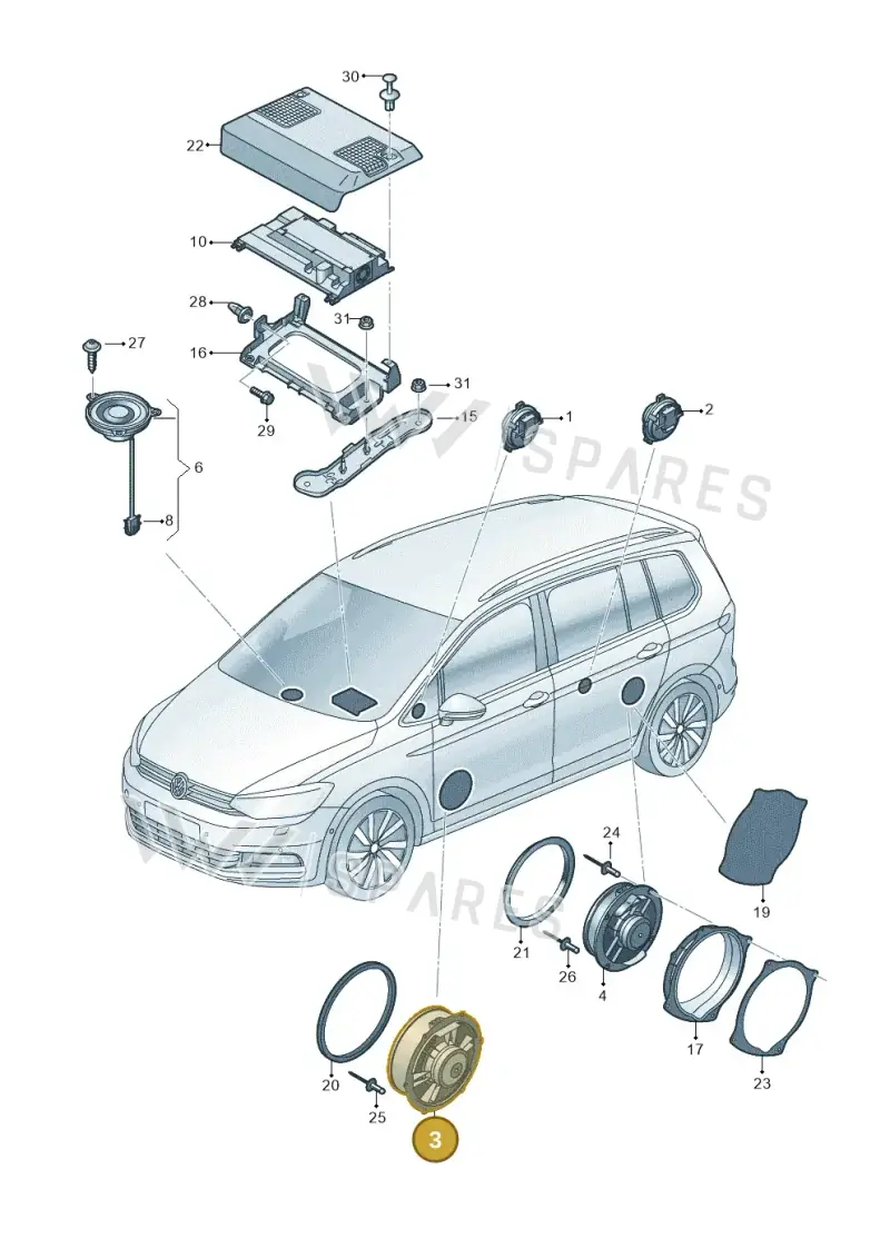 5TA035454A — Volkswagen Touran 2,0 BlueMotion (2015-2024) diagram 869035350, position 3