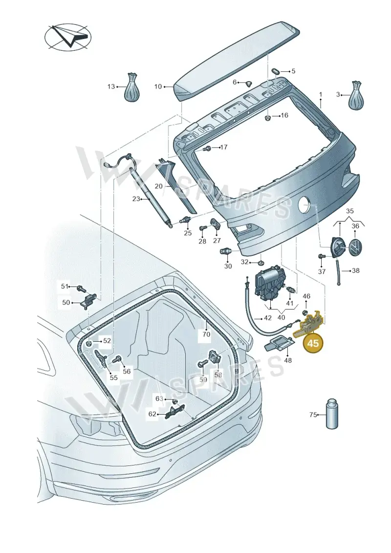 5TA827506D — Volkswagen Arteon (2017-2023) diagram 828827100, position 45