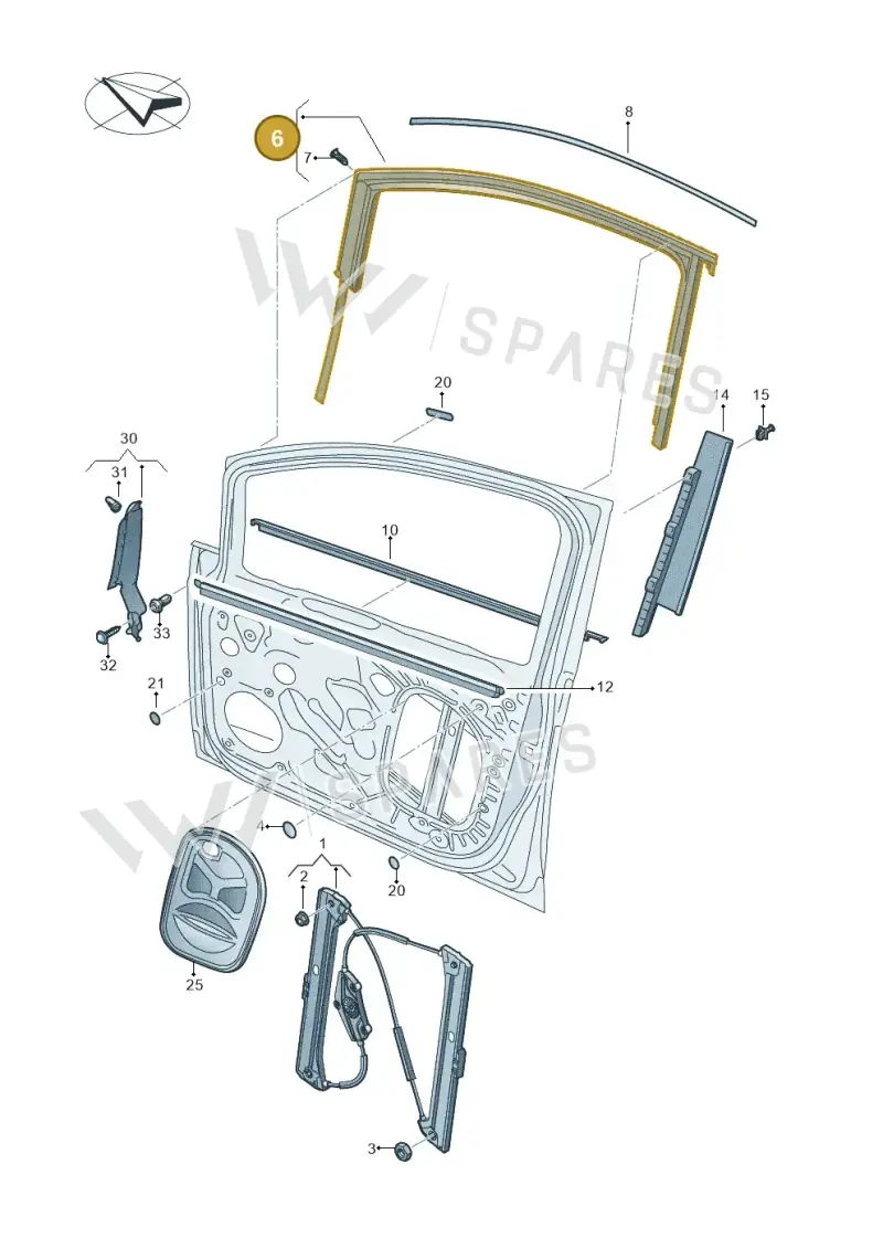 5TA837431Q5AP — Volkswagen Touran 2,0 BlueMotion (2015-2024) diagram 869837600, position 6