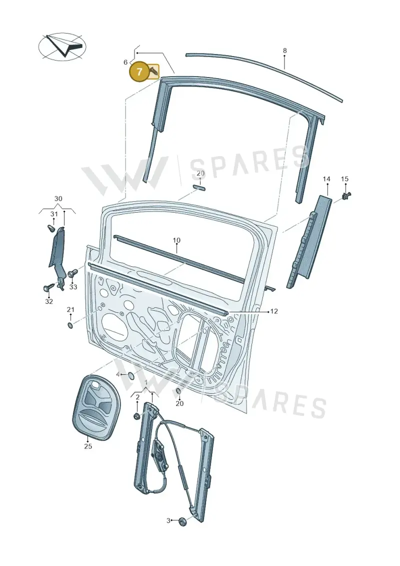5TA837732 — Volkswagen Touran 2,0 BlueMotion (2015-2024) diagram 869837600, position 7