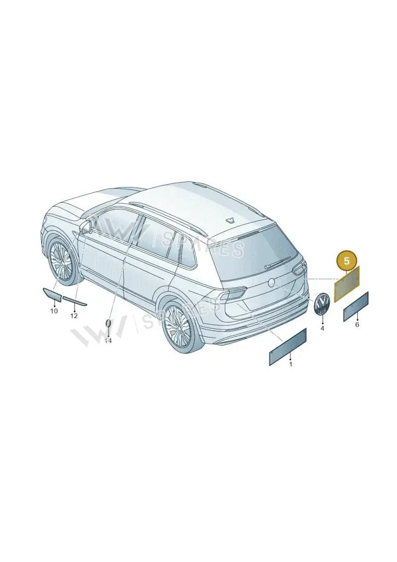 5TA853675GJZQ — Volkswagen Tiguan 2.0 4Motion (2017-2024) diagram 833853050, position 5
