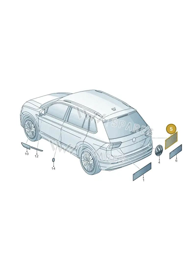 5TA853675N2ZZ — Volkswagen Tiguan 2.0 4Motion (2017-2024) diagram 833853050, position 5