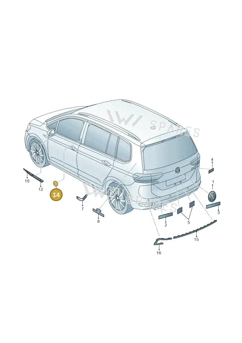 5TA853680DPJ — Volkswagen Touran 2,0 BlueMotion (2015-2024) diagram 869853500, position 14