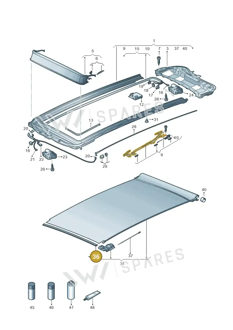5TA877355 — Volkswagen Touran 2,0 BlueMotion (2015-2024) diagram 869877100, position 36