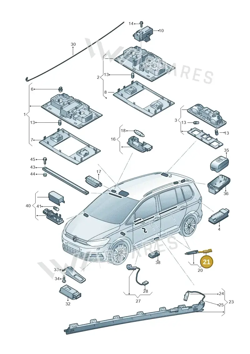 5TA919063 — Volkswagen Touran 2,0 BlueMotion (2015-2024) diagram 869947000, position 21