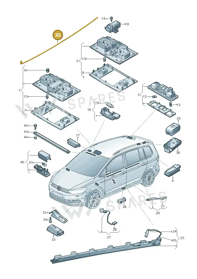 5TA947219A — Volkswagen Touran 2,0 BlueMotion (2015-2024) diagram 869947000, position 30